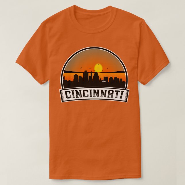 Cincinnati Retro City Skyline T-Shirt (Design Front)
