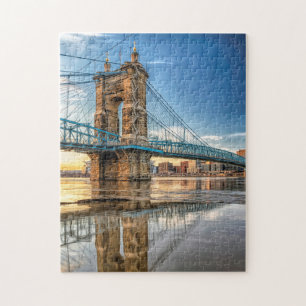 Cincinnati Roebling Bridge Reflection Jigsaw Puzzle