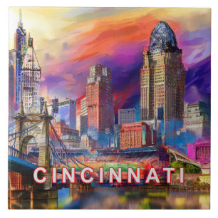 Cincinnati Skyline Art Tile