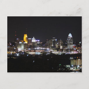 Cincinnati skyline at night postcard