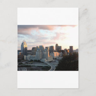 Cincinnati skyline at sunset postcard