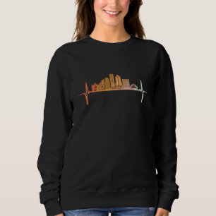Cincinnati Skyline Heartbeat Retro Vintage Style Sweatshirt