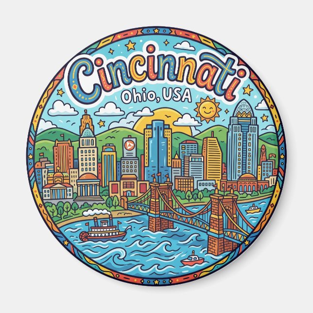 Cincinnati Skyline, Ohio, USA Ohio Magnet (Front)