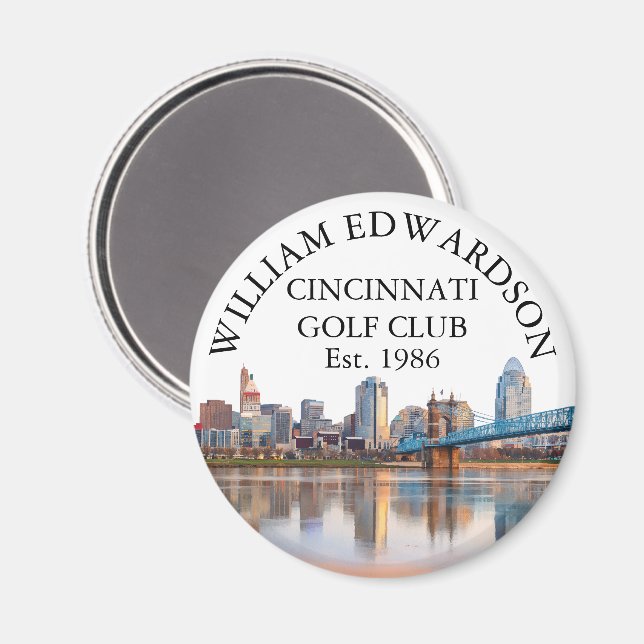 Cincinnati Skyline Personalised Golf Club Name Magnet (Front/Back)