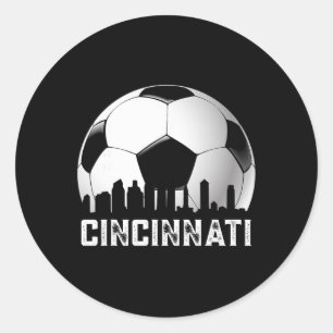 Cincinnati Soccer Distressed Vintage Soccer Fans Classic Round Sticker
