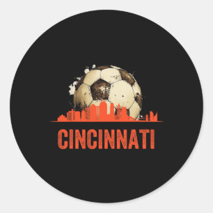 Cincinnati Soccer Queen City Skyline Futbol Fan Classic Round Sticker