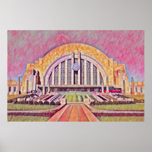 Cincinnati Union Terminal Watercolor Painting Poster