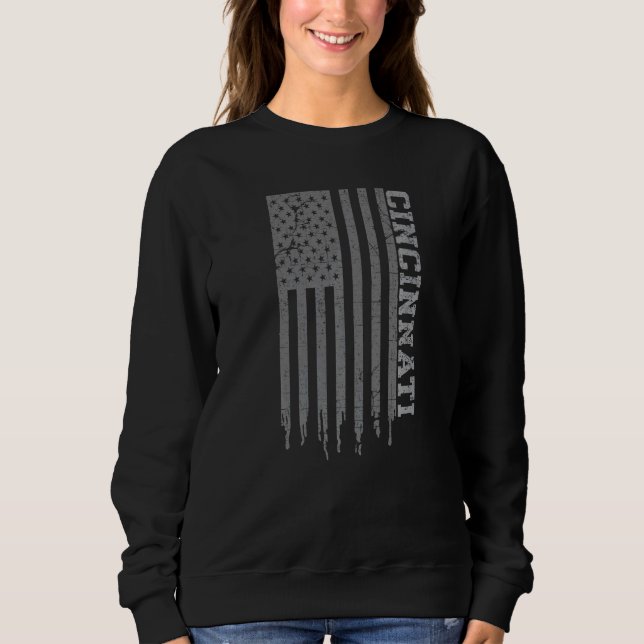 Cincinnati Usa Flag American Patriot From Cinci Oh Sweatshirt (Front)