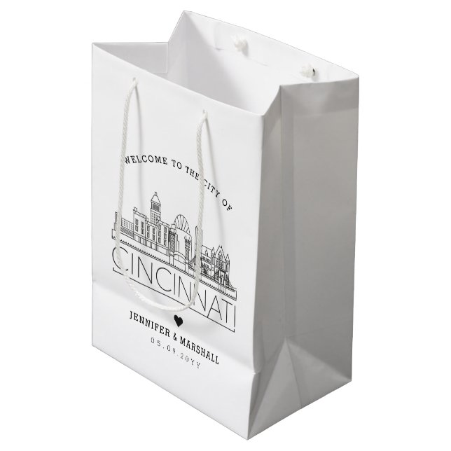 Cincinnati Wedding | Medium Gift Bag (Front Angled)