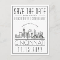 Cincinnati Wedding Stylised Skyline Save the Date
