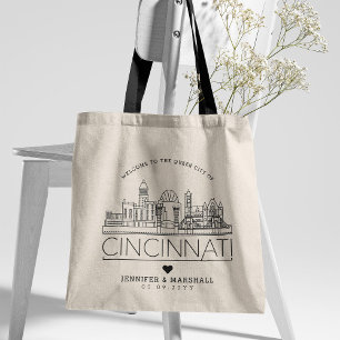 Cincinnati Wedding   Stylized Skyline Tote Bag