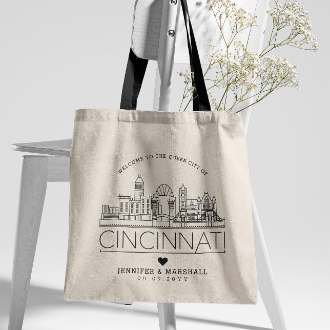 Cincinnati Wedding | Stylized Skyline Tote Bag (Creator Uploaded)