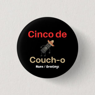 Cinco de Couch-o Remote Control Sombrero Funny 3 Cm Round Badge