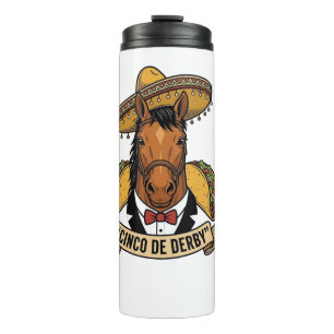 Cinco de Derby Horse Taco Sombrero Vintage Design Thermal Tumbler