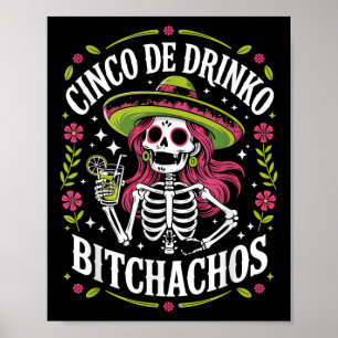 Cinco De Drinko Achos Cinco De Mayo Mexican Party Poster
