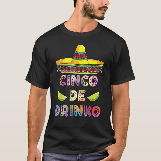 Cinco De Drinko Cinco De Mayo With Guitar Cactus S T-Shirt (Front)