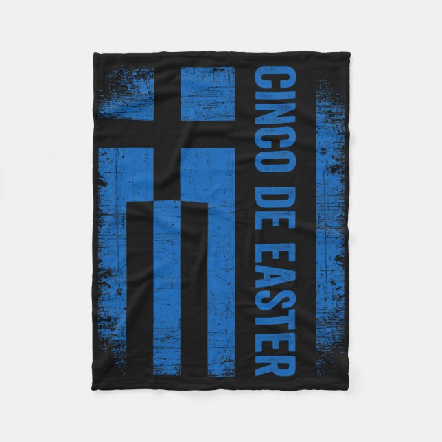 Cinco De Easter Funny Cinco De Mayo Greece Flag Gr Fleece Blanket (Front)