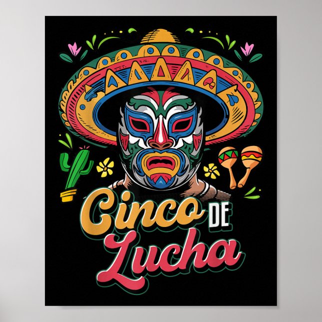 Cinco De Lucha, Luchador, Lucha Libre, Funny Cinco Poster (Front)