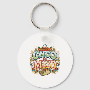 Cinco De Mayo 2025 Mexican Party Taco Sombrero Men Key Ring