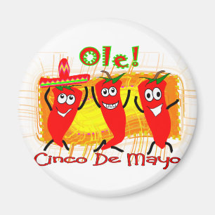 Cinco de Mayo 3 Dancing Chilli Peppers-Adorable Magnet