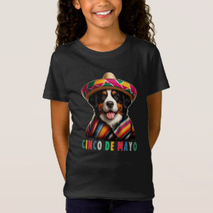 Cinco De Mayo Bernese Dog with Poncho And Sombrero T-Shirt