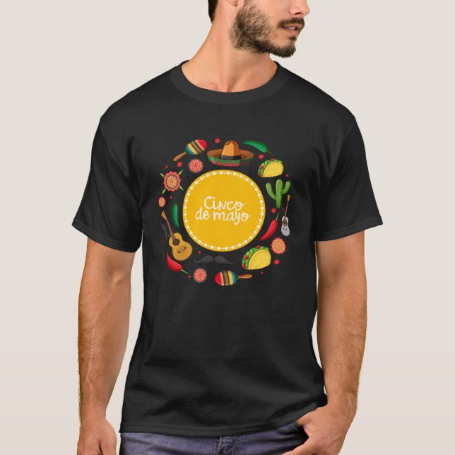 Cinco De Mayo Burritos  Mexico Tacos and Avocado   T-Shirt (Front)