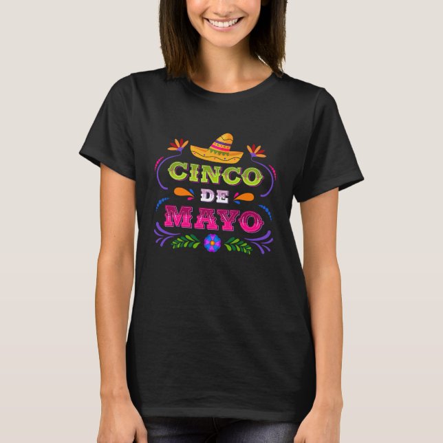 Cinco De Mayo Burritos  Mexico Tacos and Avocado   T-Shirt (Front)