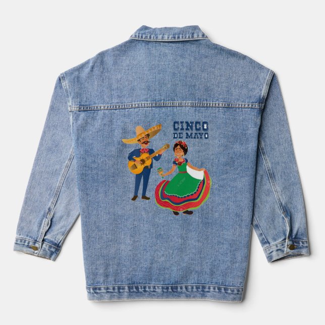 Cinco de mayo cactus - Cinco De Mayo Denim Jacket (Back)