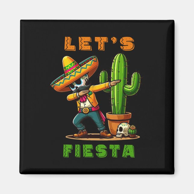 Cinco De Mayo Cactus Mexican Poncho Sombrero Hat B Magnet (Front)