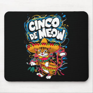 Cinco de Mayo Cat Sombrero Funny Fiesta Mexican Mouse Pad