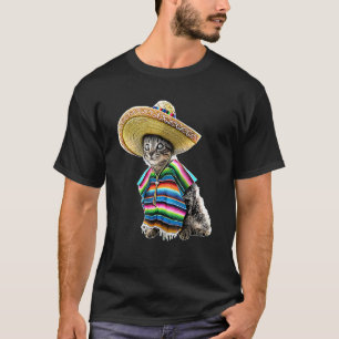 Cinco De Mayo Cat Sombrero Poncho Party Women Men T-Shirt