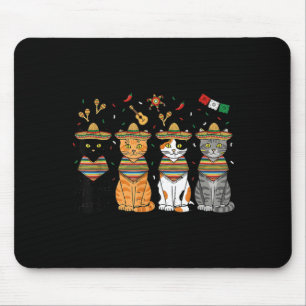 Cinco De Mayo Cats Funny Sombrero Mexican Fiesta Mouse Pad