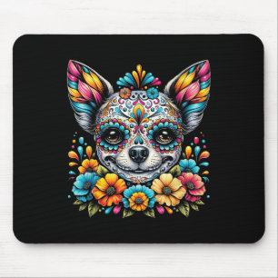 Cinco De Mayo Chihuahua Dog Sugar Skull Flower Mouse Pad