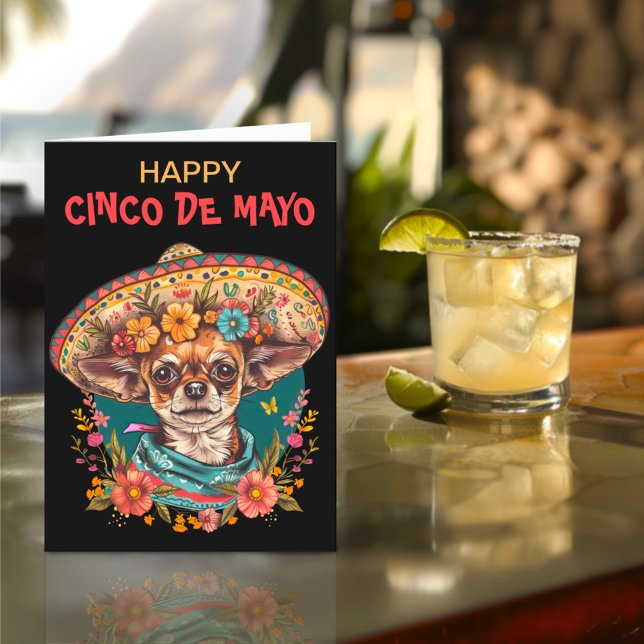 Cinco de Mayo Chihuahua Wearing Sombrero & Serape Holiday Card (Creator Uploaded)