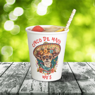 Cinco de Mayo Chihuahua Wearing Sombrero & Serape Paper Cups