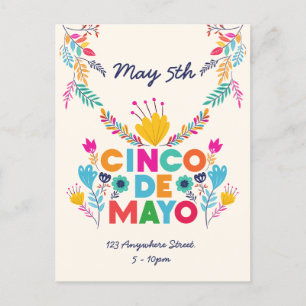 Cinco de Mayo Colourful Invitation Postcard