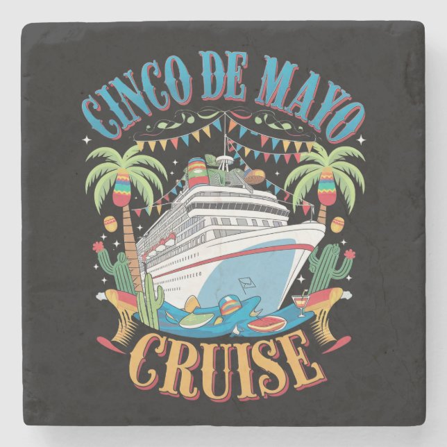 Cinco De Mayo Cruise Mexico Mexican Ship Fiesta Stone Coaster (Front)