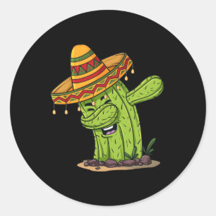 Cinco de Mayo Dabbing Cactus Fun Boys Kids Classic Round Sticker