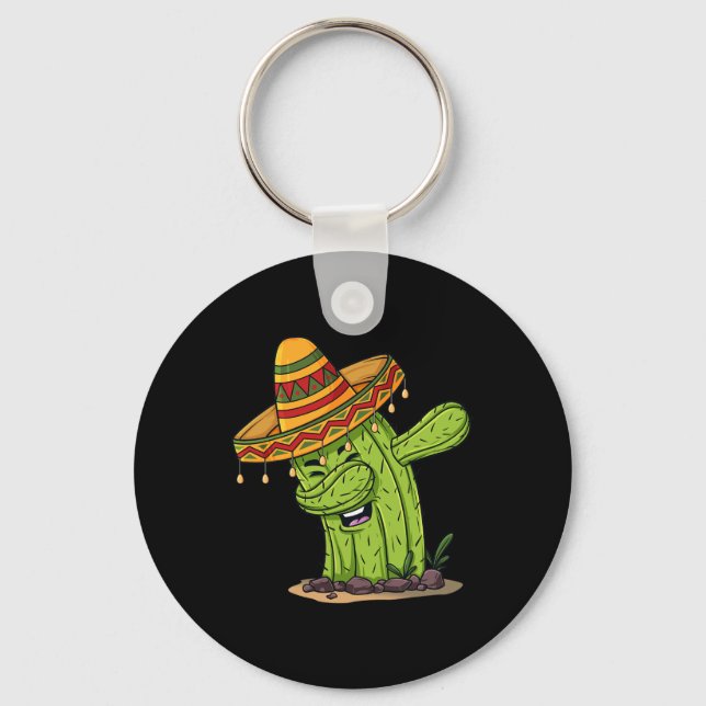 Cinco de Mayo Dabbing Cactus Fun Boys Kids  Key Ring (Front)