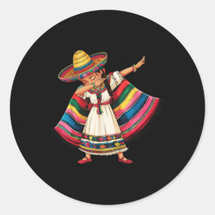 Cinco De Mayo Dabbing Mexican Girls Sombrero Ponch Classic Round Sticker