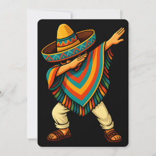 Cinco de Mayo Dabbing Mexican Poncho Invitation