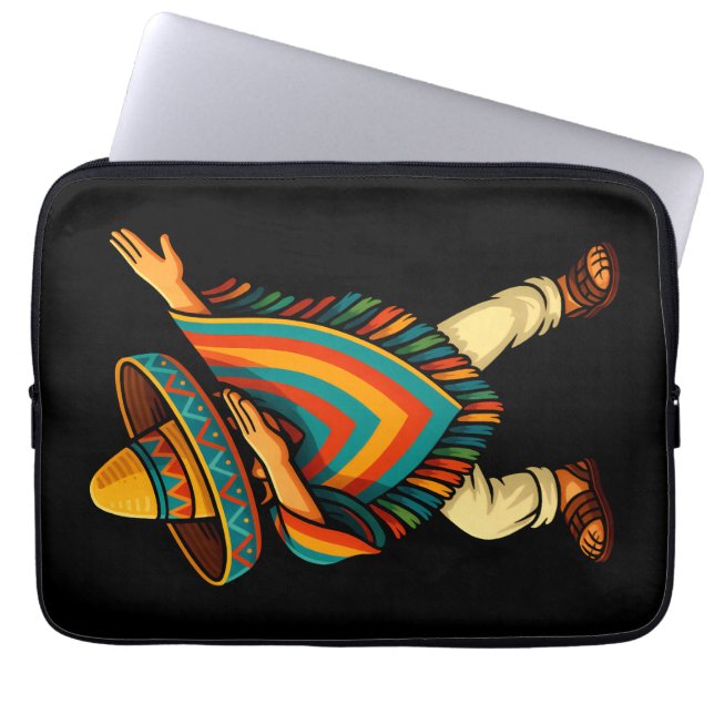 Cinco de Mayo Dabbing Mexican Poncho Laptop Sleeve (Front)