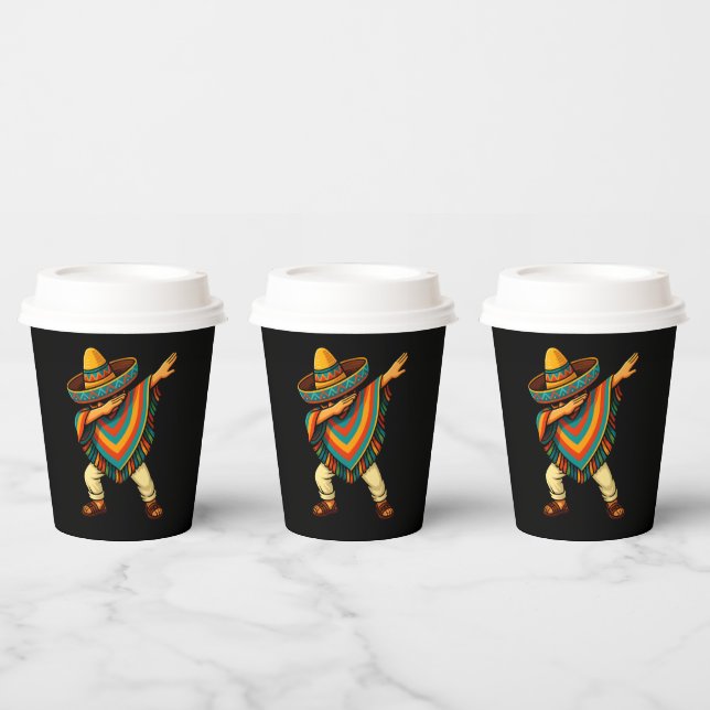 Cinco de Mayo Dabbing Mexican Poncho Paper Cups (Multi)