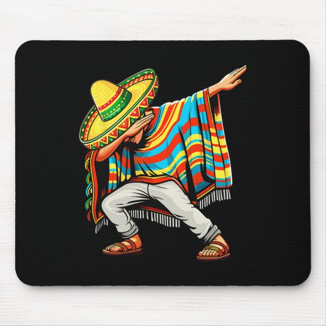 Cinco De Mayo Dabbing Mexican Poncho Sombrero Hat  Mouse Pad (Front)