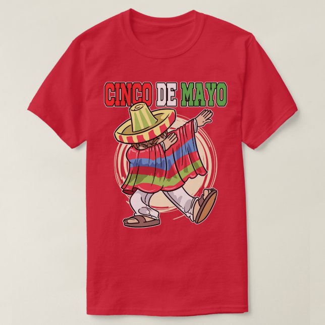 Cinco De Mayo Dabbing Mexican Poncho  T-Shirt (Design Front)