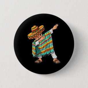 Cinco De Mayo Dabbing Poncho Sombrero Funny Mexica 6 Cm Round Badge