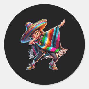 Cinco De Mayo Dabbing Poncho Sombrero Mexican Dab Classic Round Sticker