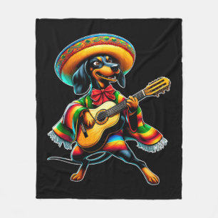 Cinco de Mayo Dachshund Mariachi Guitar Fleece Blanket