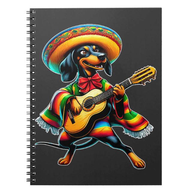 Cinco de Mayo Dachshund Mariachi Guitar Notebook (Front)