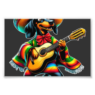 Cinco de Mayo Dachshund Mariachi Guitar Photo Print